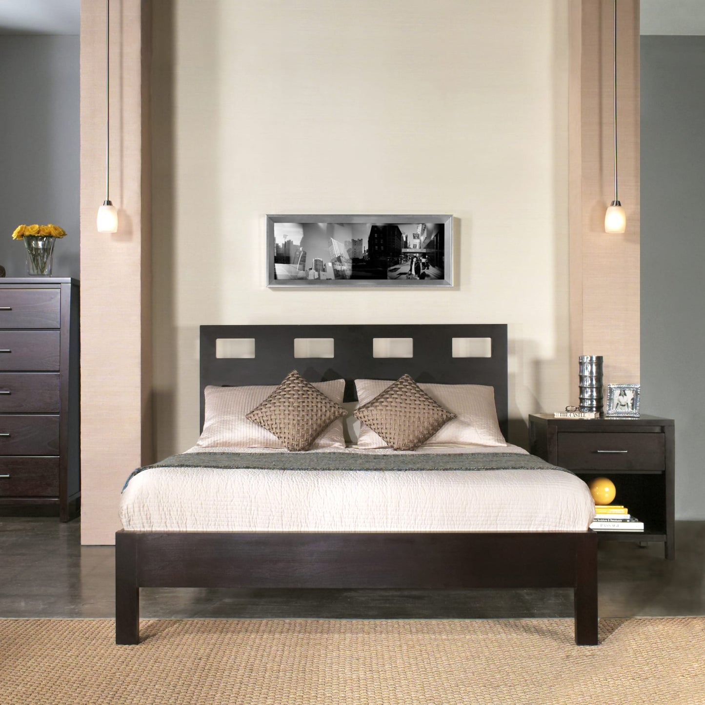 Modus Riva Wood Platform Bed in Espresso
