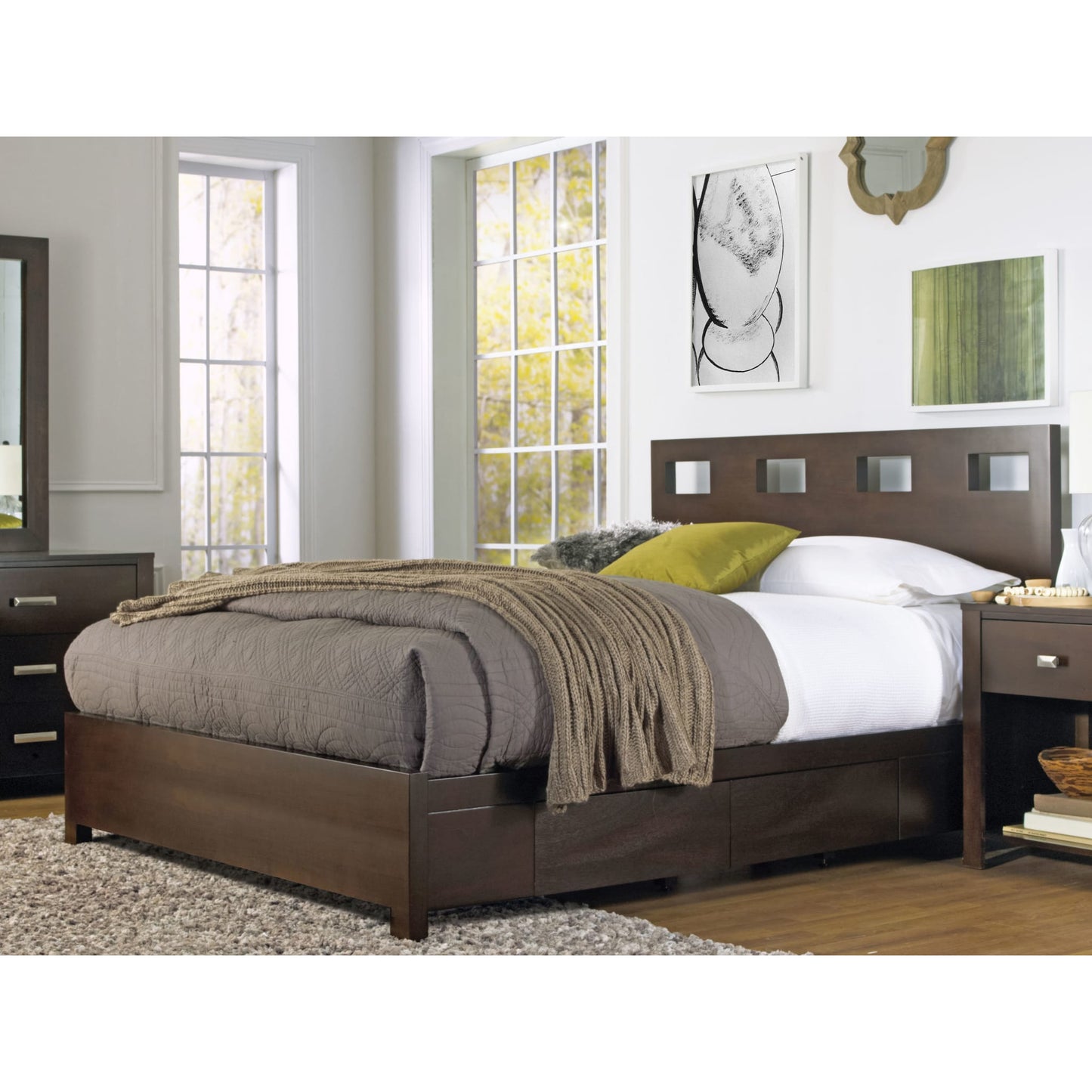 Modus Riva Wood Storage Bed in Chocolate Brown