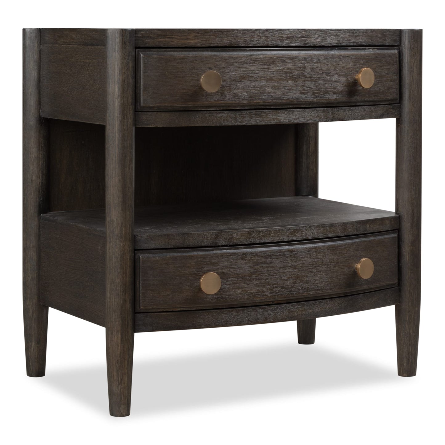 Modus Rockport Two Drawer One Shelf Oak Wood Nightstand in Yin