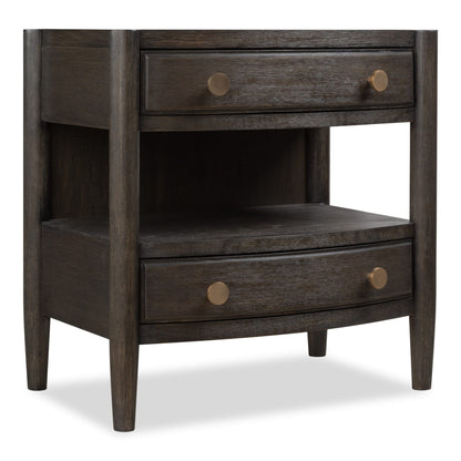 Modus Rockport Two Drawer One Shelf Oak Wood Nightstand in Yin