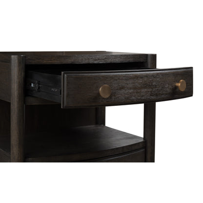 Modus Rockport Two Drawer One Shelf Oak Wood Nightstand in Yin
