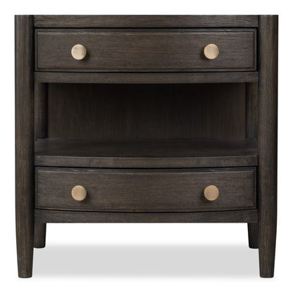 Modus Rockport Two Drawer One Shelf Oak Wood Nightstand in Yin