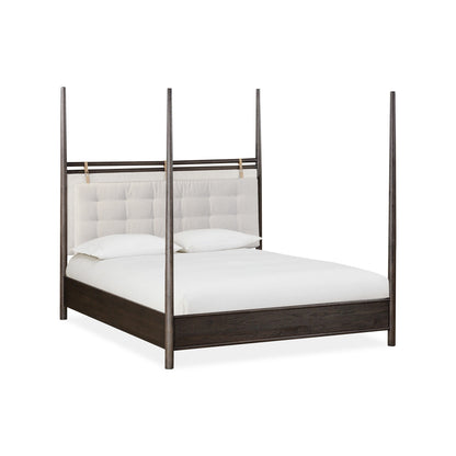 Modus Rockport Upholstered Poster Bed in Yin and Turtle Dove Linen