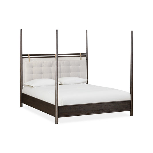 Modus Rockport Upholstered Poster Bed in Yin and Turtle Dove Linen