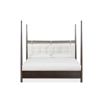 Modus Rockport Upholstered Poster Bed in Yin and Turtle Dove Linen