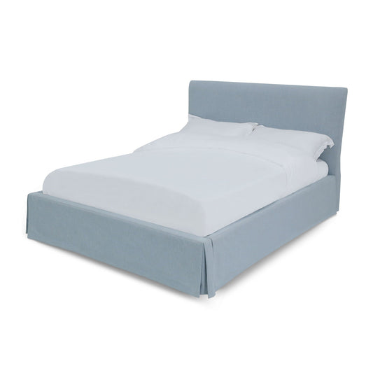 Modus Shelby Upholstered Skirted Panel Bed in Sky