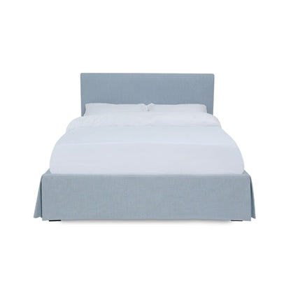 Modus Shelby Upholstered Skirted Panel Bed in Sky