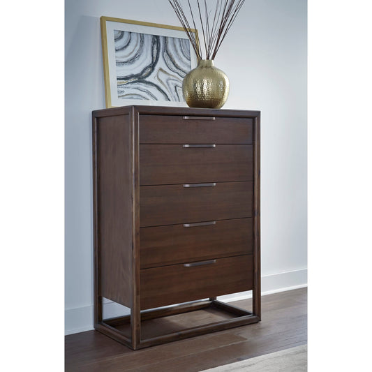 Modus Modus Modus Sol Five Drawer Acacia Wood Chest in Brown Spice