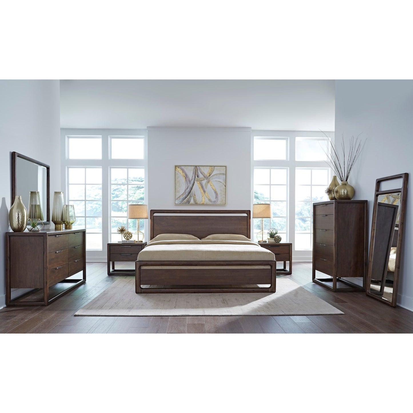 Modus Sol Two Drawer USB-Charging Nightstand in Brown Spice