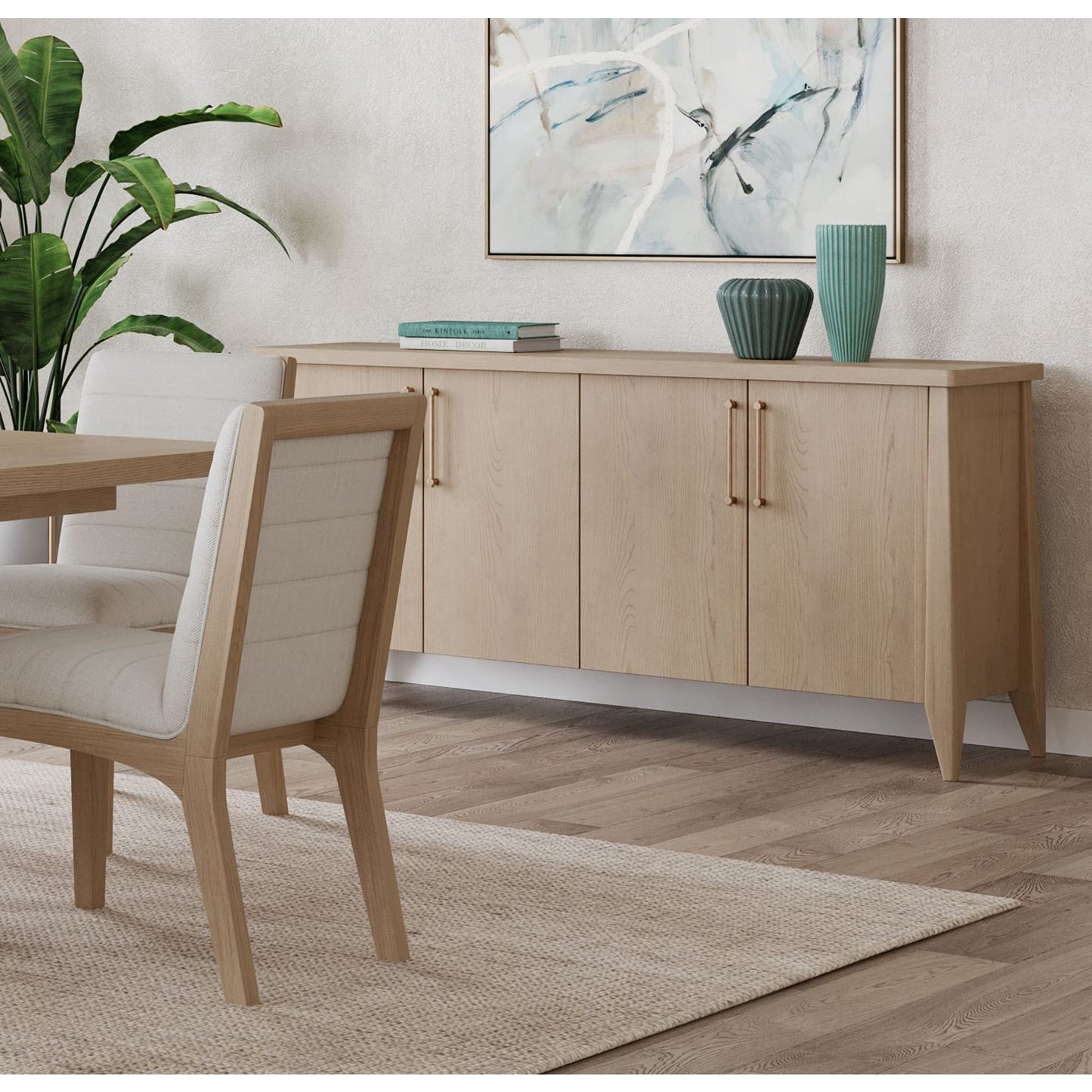 Modus Sumire Four Door Ash Wood Sideboard in Ginger