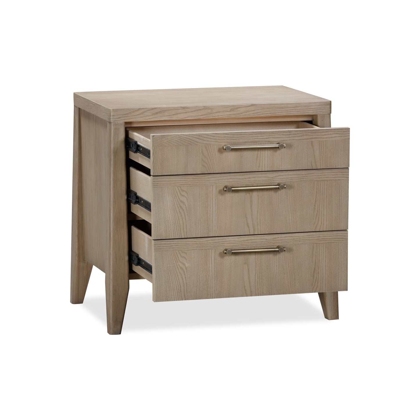 Modus Sumire Three Drawer Ash Wood Nightstand in Ginger