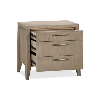 Modus Sumire Three Drawer Ash Wood Nightstand in Ginger