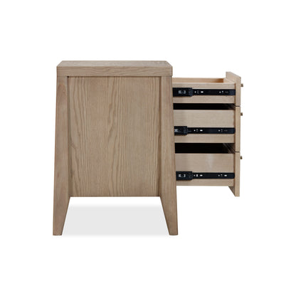 Modus Sumire Three Drawer Ash Wood Nightstand in Ginger