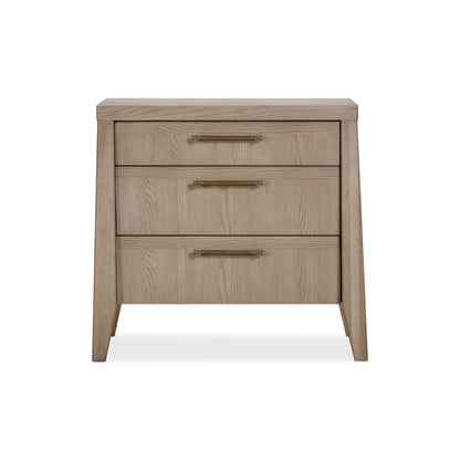 Modus Sumire Three Drawer Ash Wood Nightstand in Ginger