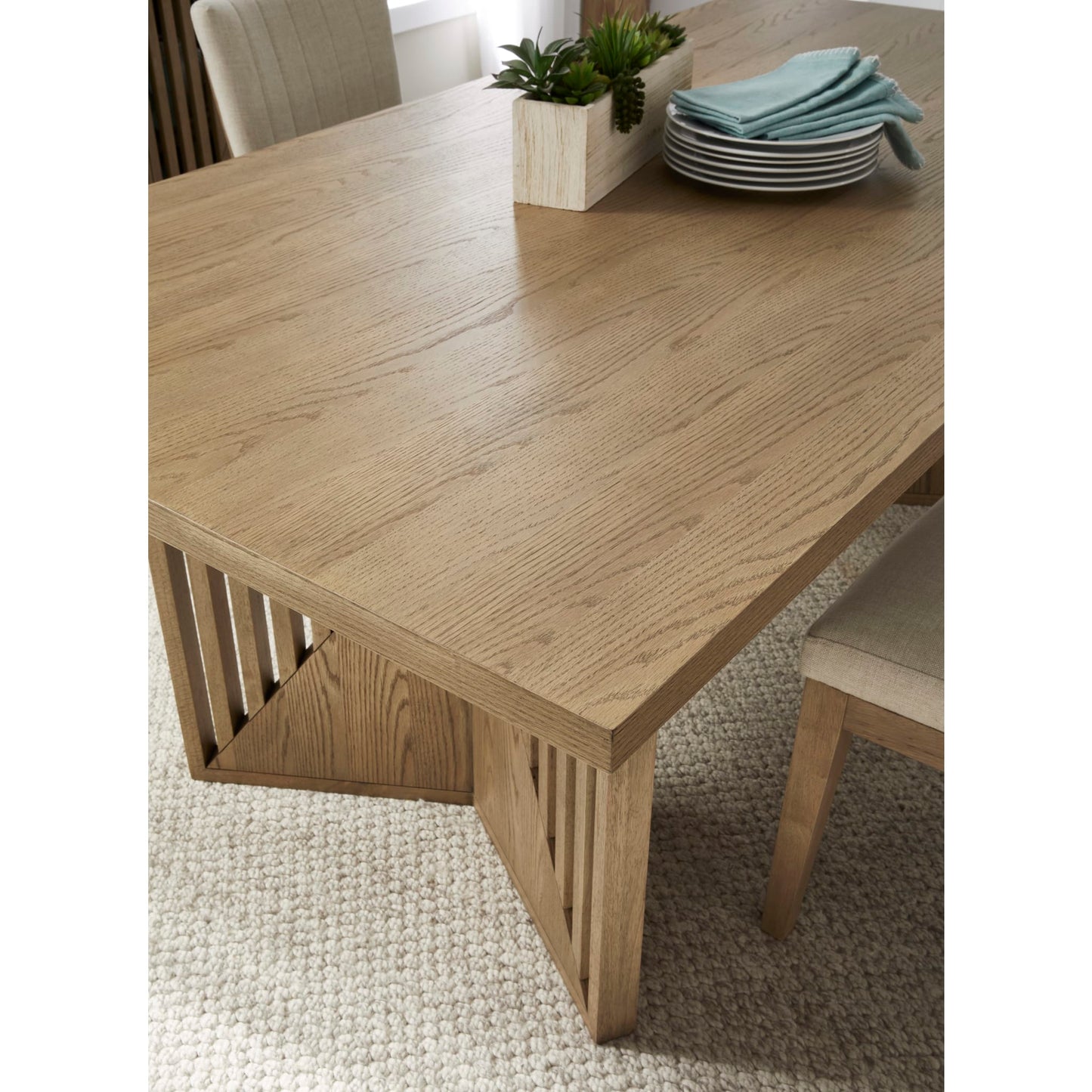Modus Sumner Double Pedestal Oak Dining Table in Natural