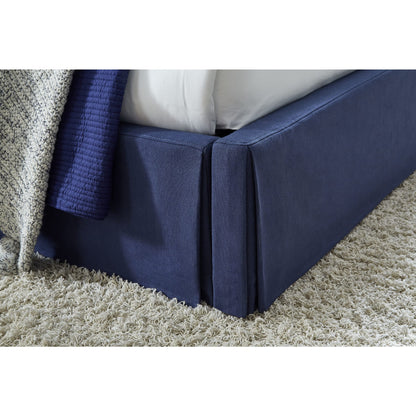 Modus Sur Upholstered Skirted Panel Bed in Navy