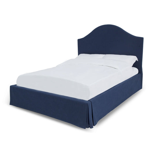 Modus Sur Upholstered Skirted Panel Bed in Navy