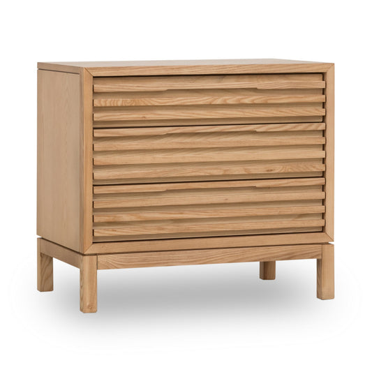 Modus Tanner Three Drawer Ash Wood Nightstand in Flaxen
