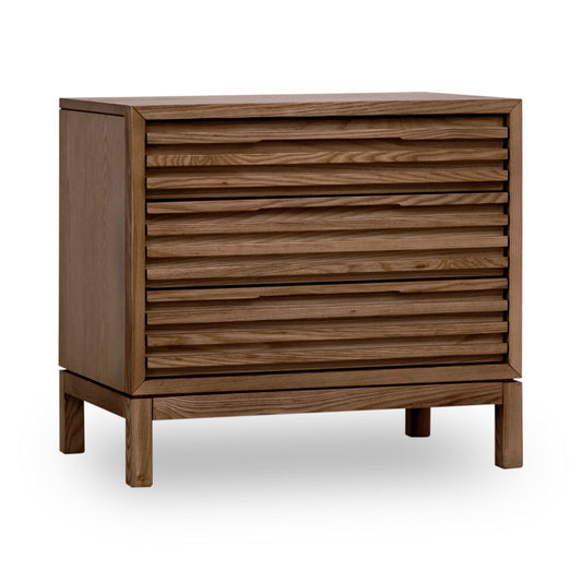Modus Tanner Three Drawer Ash Wood Nightstand in Roux