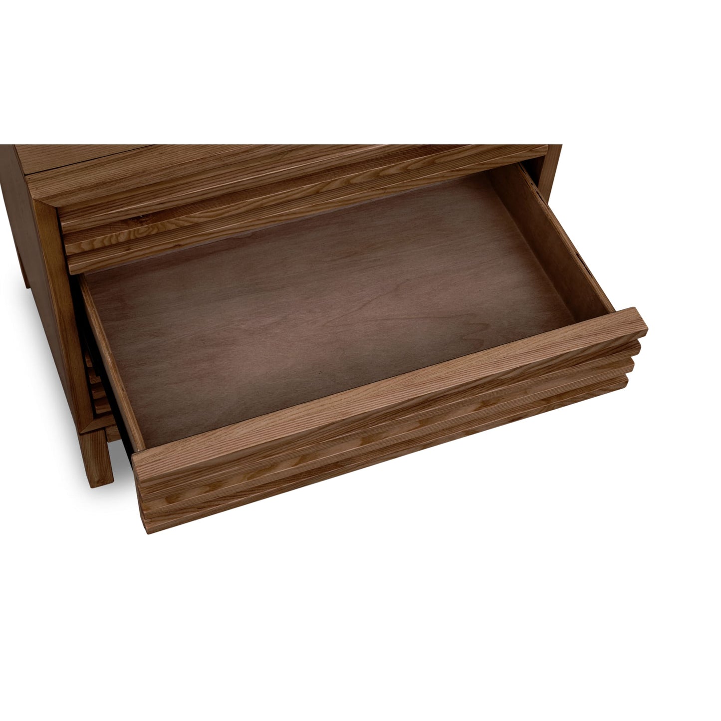 Modus Tanner Three Drawer Ash Wood Nightstand in Roux
