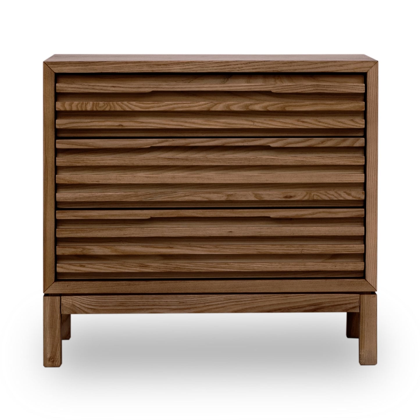 Modus Tanner Three Drawer Ash Wood Nightstand in Roux