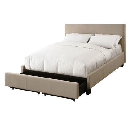 Modus Tavel Nailhead Footboard Storage Bed in Toast Linen