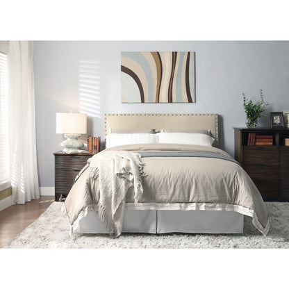 Modus Tavel Nailhead Upholstered Platform Bed in Toast Linen