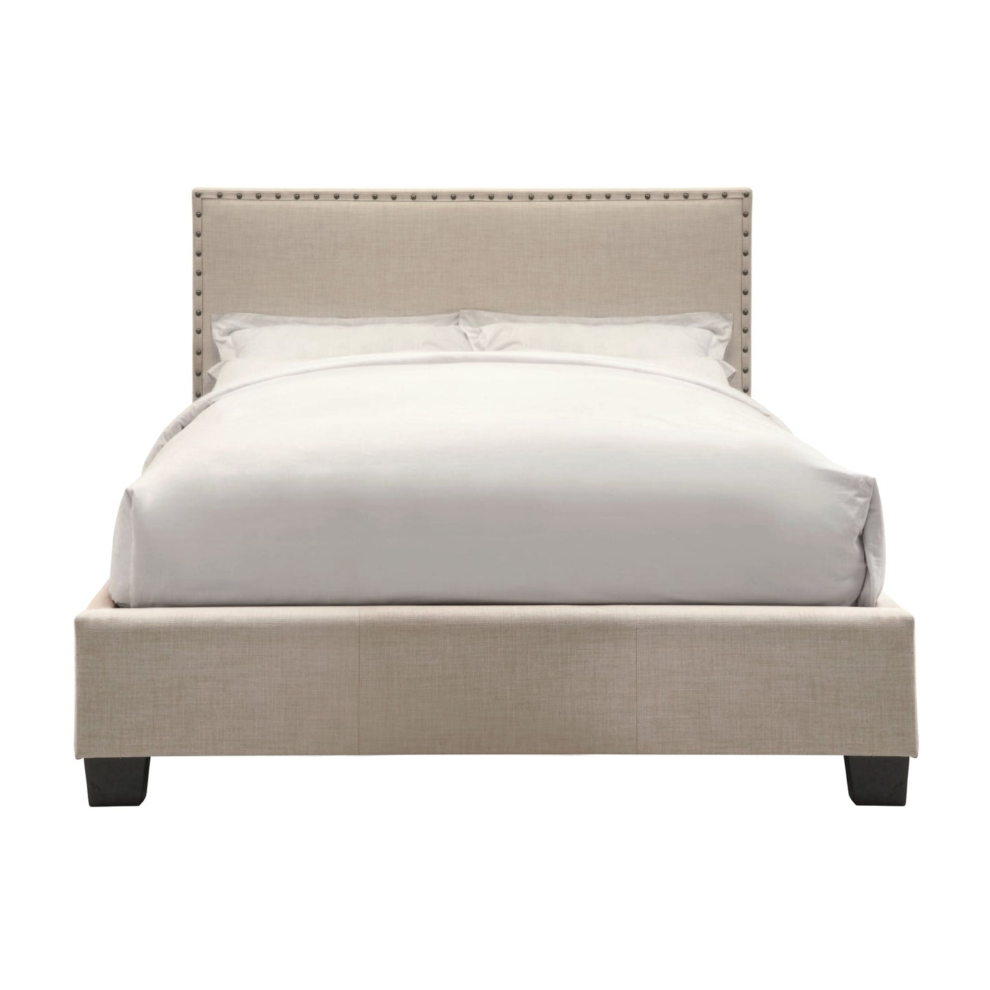 Modus Tavel Nailhead Upholstered Platform Bed in Toast Linen