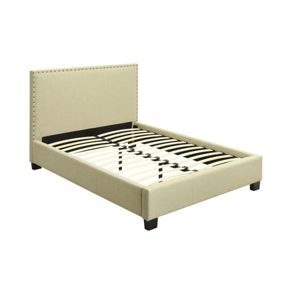 Modus Tavel Nailhead Upholstered Platform Bed in Tumbleweed