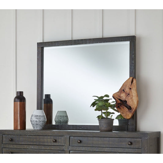 Modus Townsend Solid Wood Beveled Glass Mirror in Gunmetal