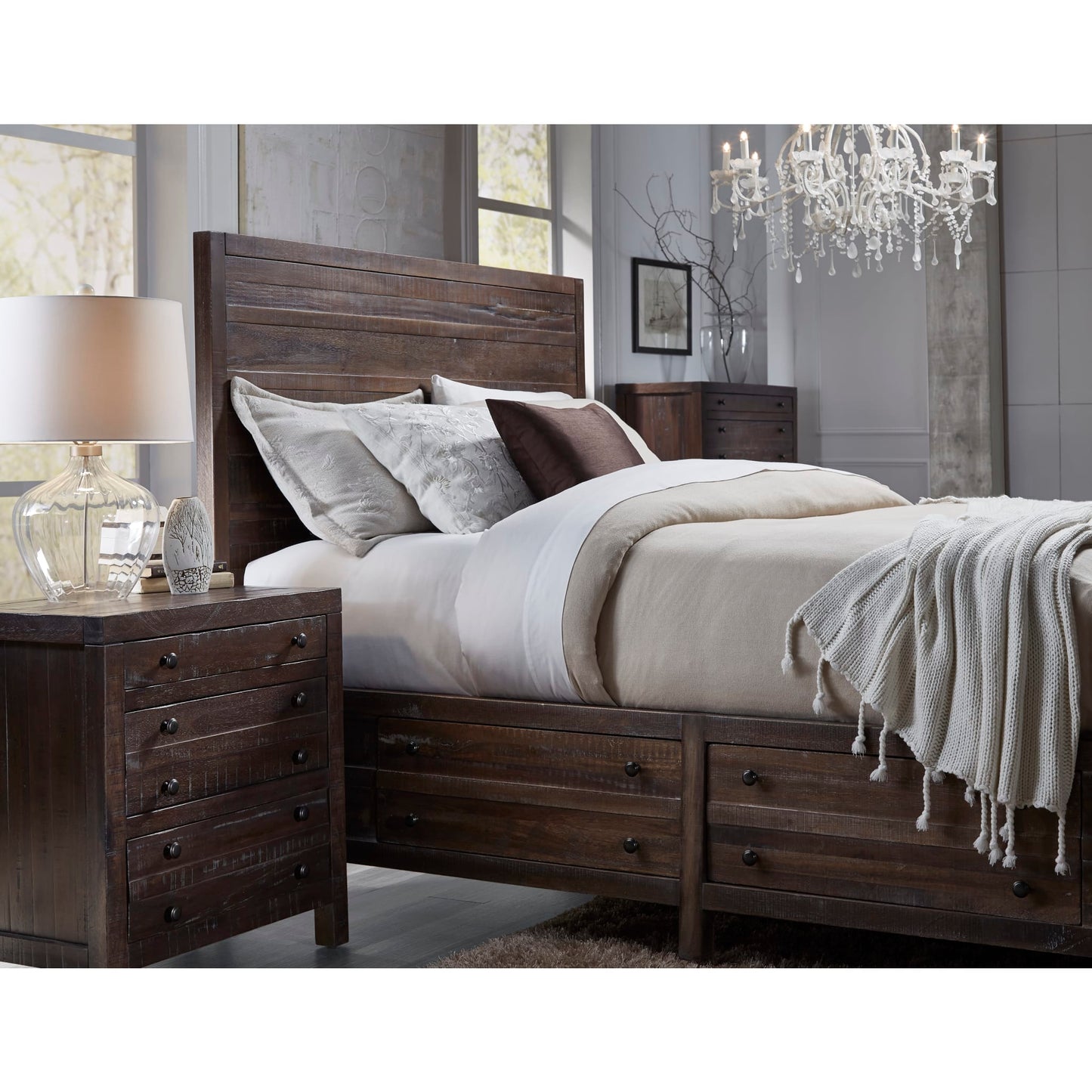 Modus Townsend Three Drawer Solid Wood Nightstand in Java