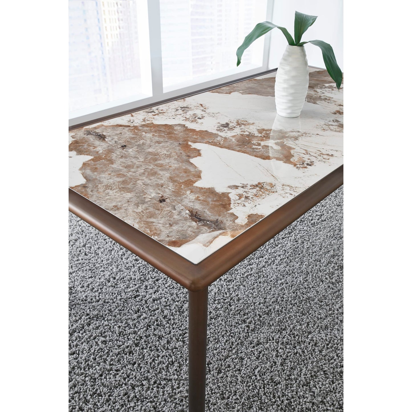Modus Tulum Stone Top Dining Table with Bronze Metal Base