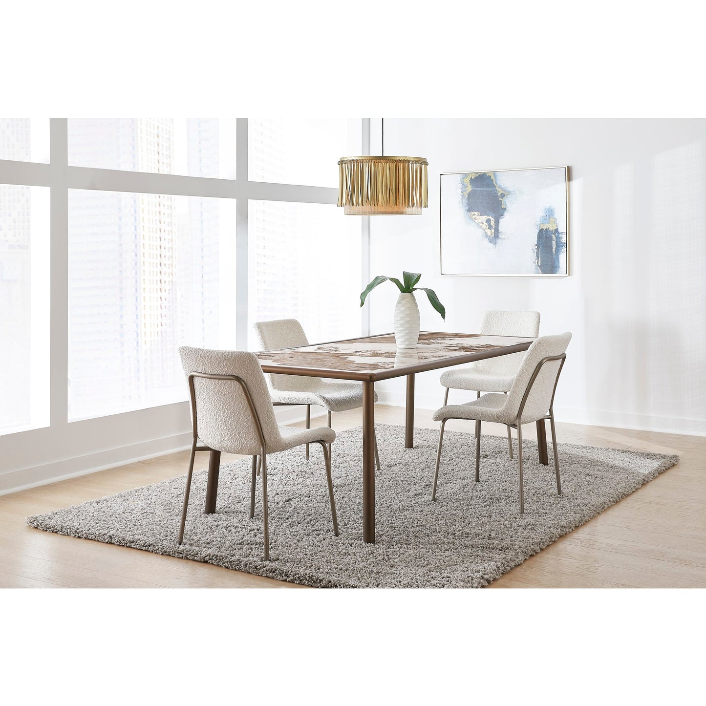 Modus Tulum Stone Top Dining Table with Bronze Metal Base