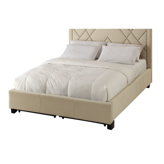 Modus Vienne Nailhead Upholstered Platform Storage Bed in Powder