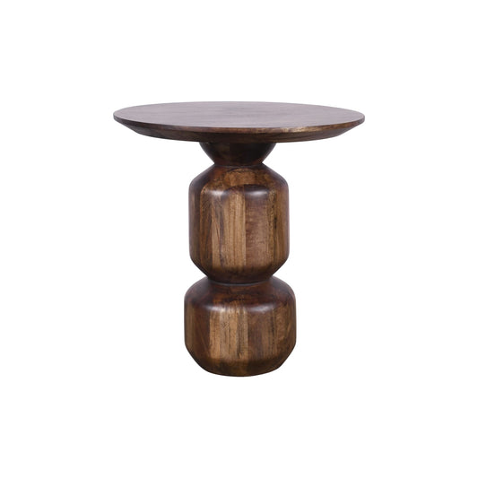 Modus Virton Solid Wood Round End Table in Smoked Brown