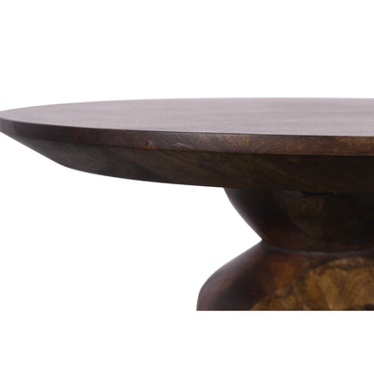 Modus Virton Solid Wood Round End Table in Smoked Brown