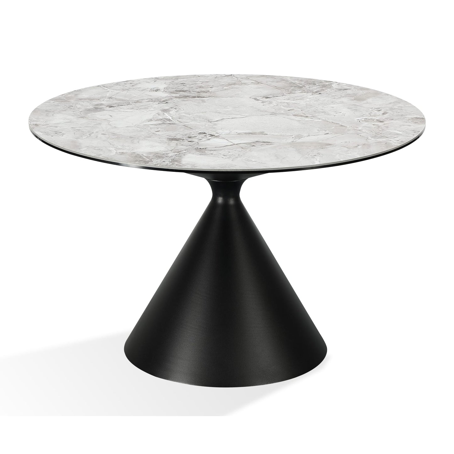 Modus Winston Stone Top Metal Base Round Dining Table in Grigio