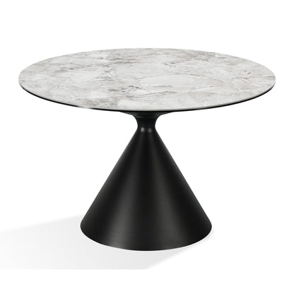 Modus Winston Stone Top Metal Base Round Dining Table in Grigio