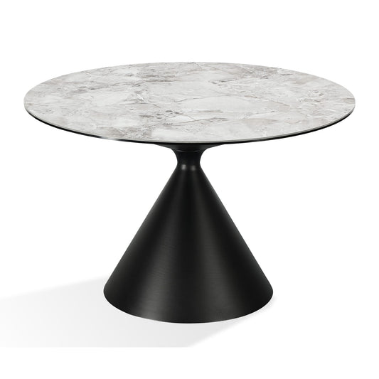 Modus Winston Stone Top Metal Base Round Dining Table in Grigio