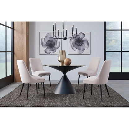 Modus Winston Upholstered Metal Leg Dining Chair in Ash Grey and Black