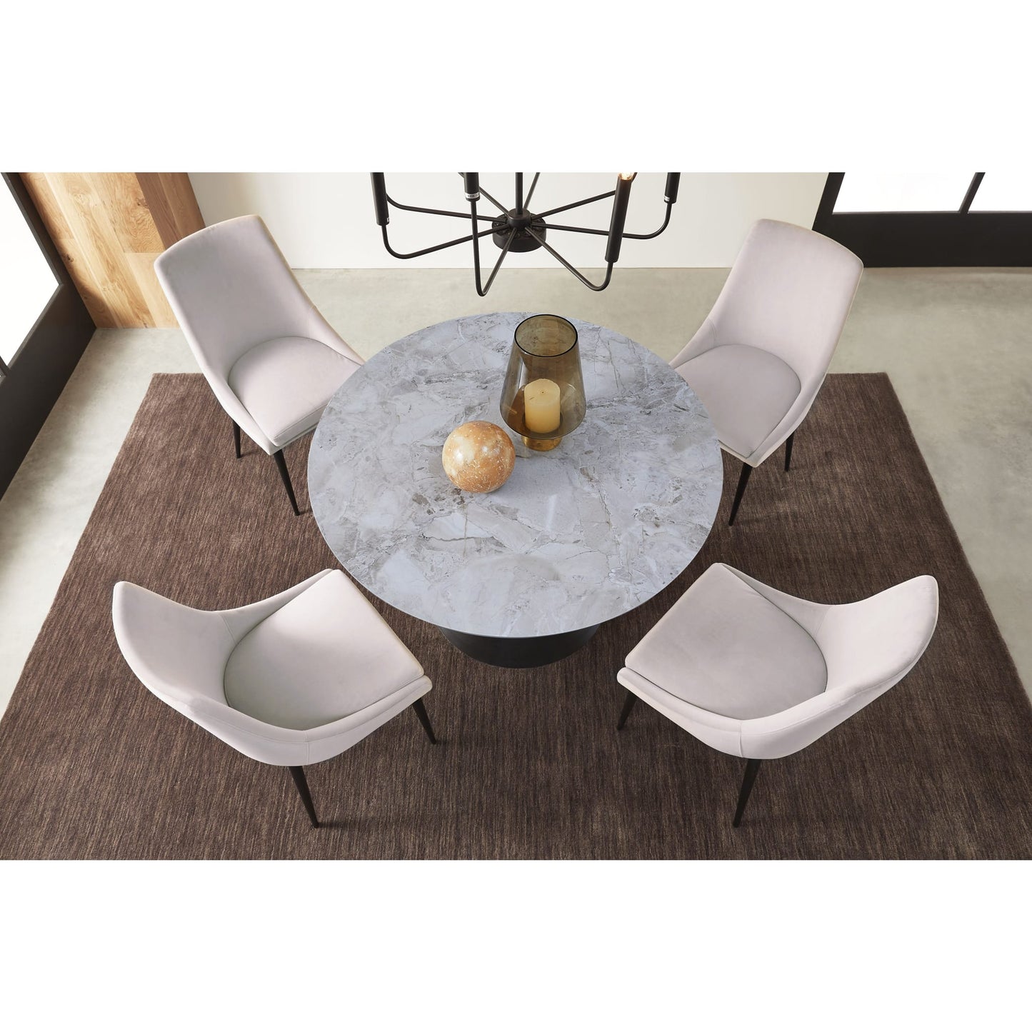 Modus Winston Upholstered Metal Leg Dining Chair in Ash Grey and Black