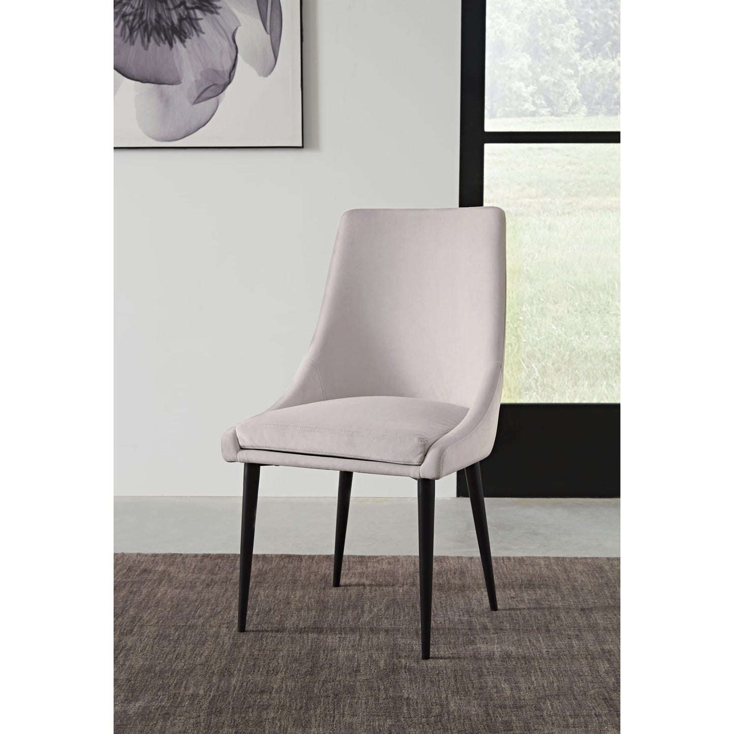 Modus Winston Upholstered Metal Leg Dining Chair in Ash Grey and Black