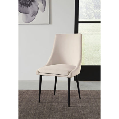 Modus Winston Upholstered Metal Leg Dining Chair in Cream and Black