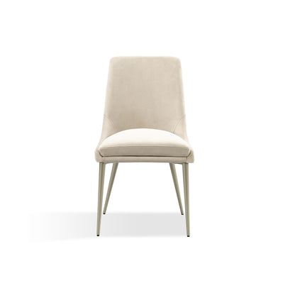 Modus Winston Upholstered Metal Leg Dining Chair in Cream and Champagne