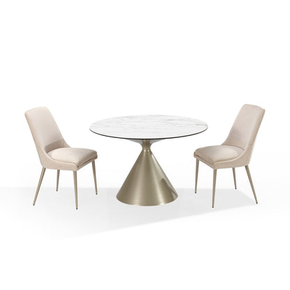 Modus Winston Upholstered Metal Leg Dining Chair in Cream and Champagne