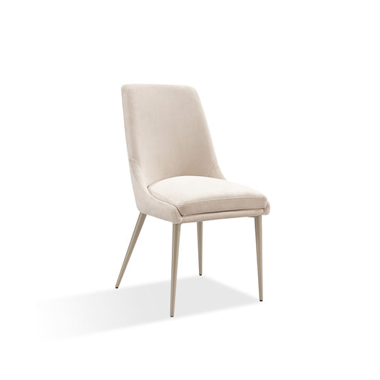 Modus Winston Upholstered Metal Leg Dining Chair in Cream and Champagne