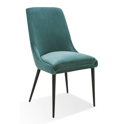 Modus Winston Upholstered Metal Leg Dining Chair in Smoked Green and Black