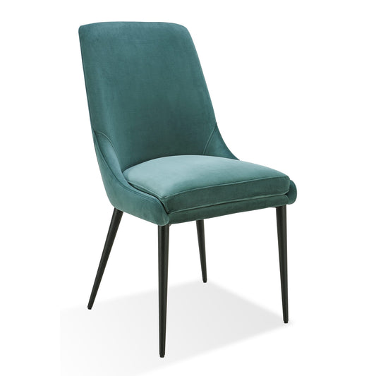 Modus Winston Upholstered Metal Leg Dining Chair in Smoked Green and Black