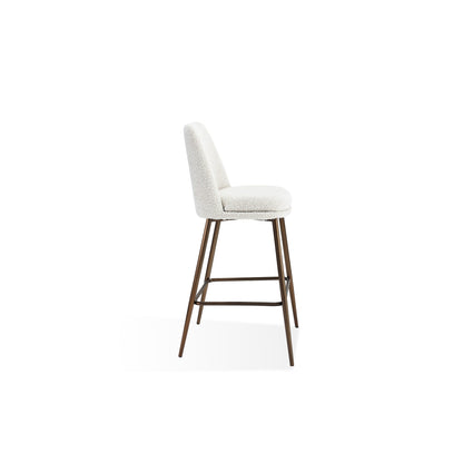 Modus Wyatt Upholstered Bar Stool in Ricotta Boucle and Bronze Metal
