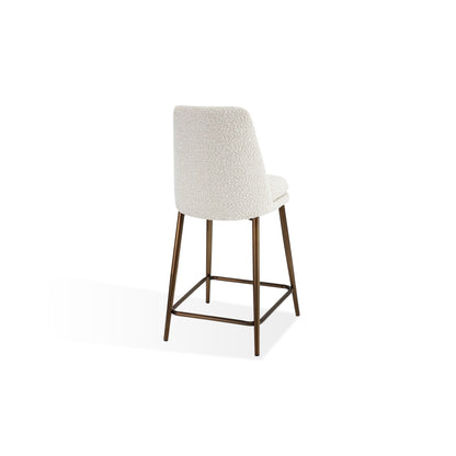 Modus Wyatt Upholstered Counter Stool in Ricotta Boucle and Bronze Metal